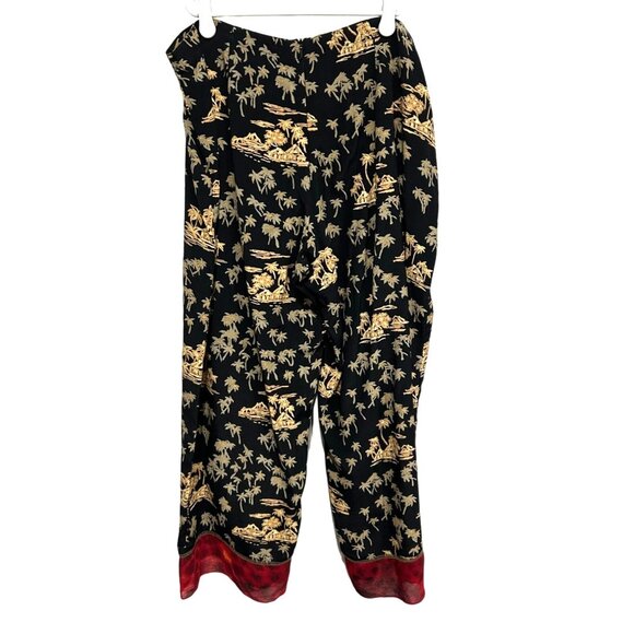 Cabi Womens Black & Gold Tropical Print Wide Leg Pants Size M - Picture 2 of 9